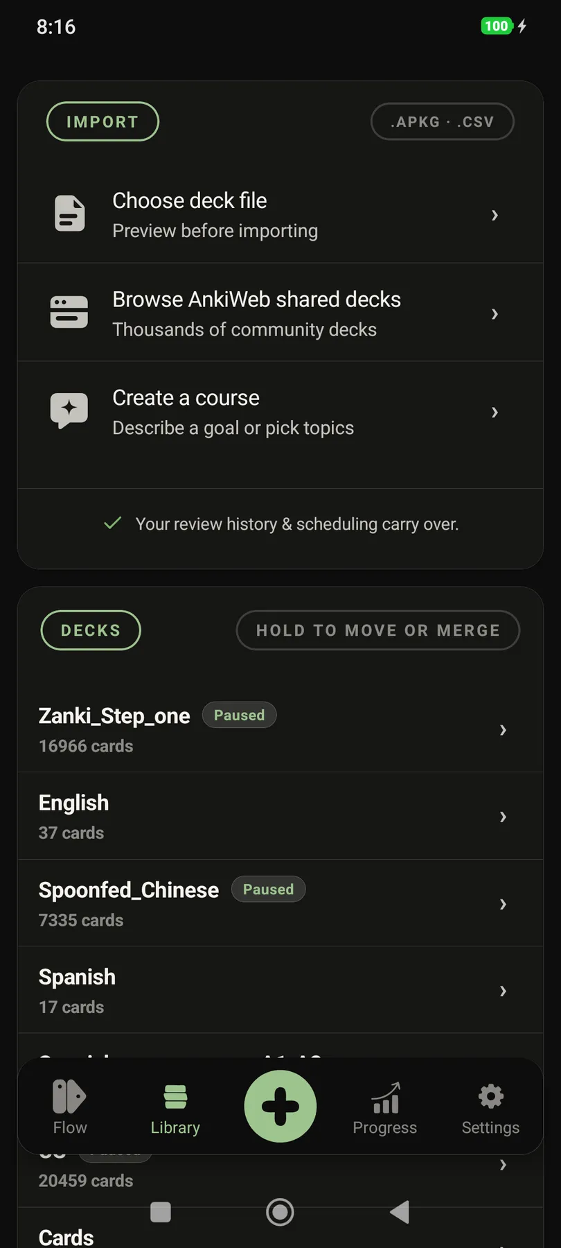 Screenshot of anki-import-feature-dark