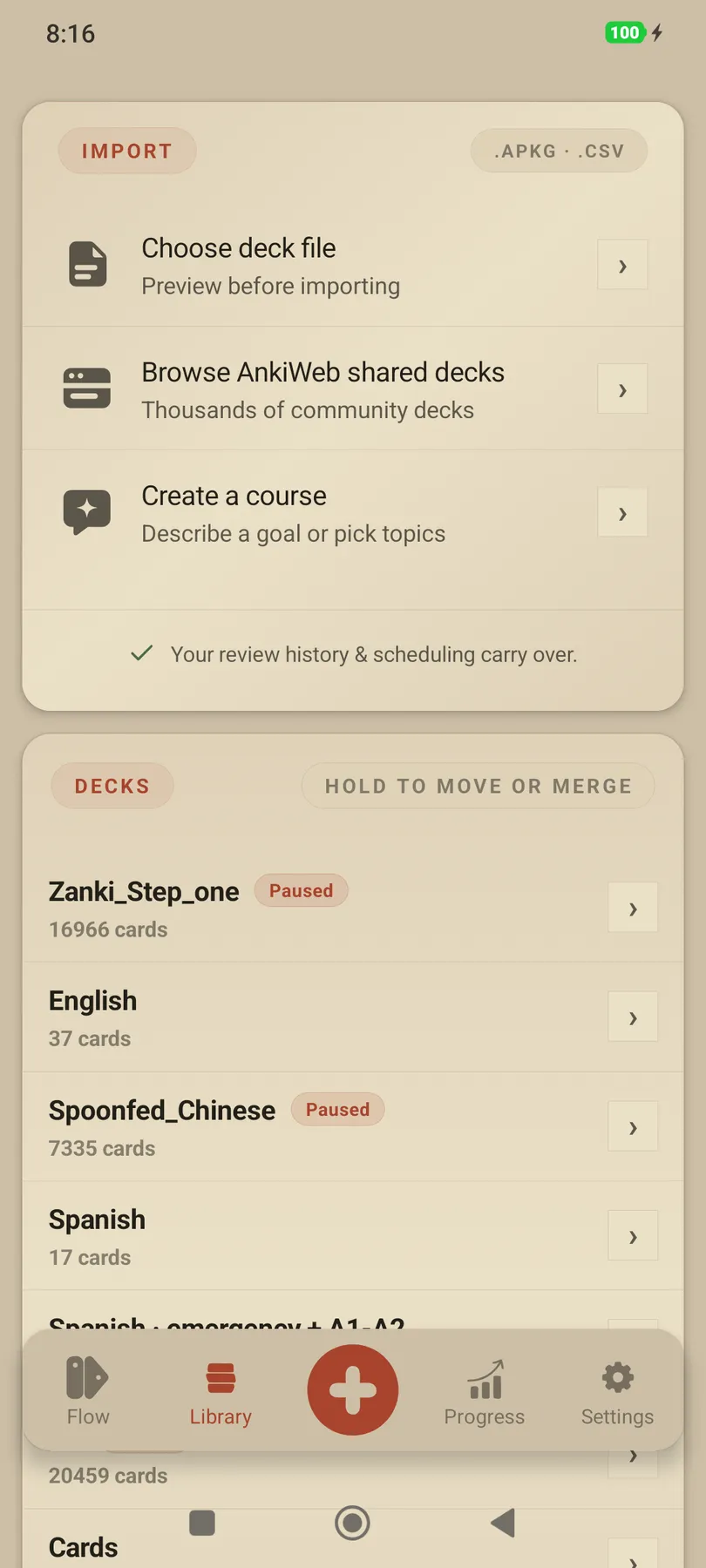 Screenshot of anki-import-feature-light
